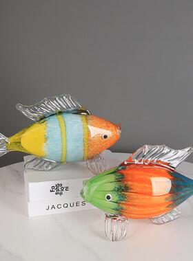 轻奢热带鱼动物饰品招财，客厅样板房，门厅，桌面装饰，每年赠送