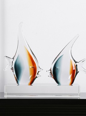 玻璃摆件抽象热带鱼年年有余送礼