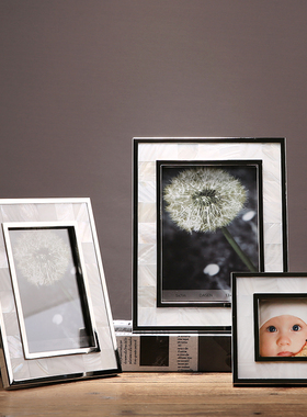 欧式创意贝壳银边相框3寸6寸7寸家居装饰品电视柜床头柜摆台相架