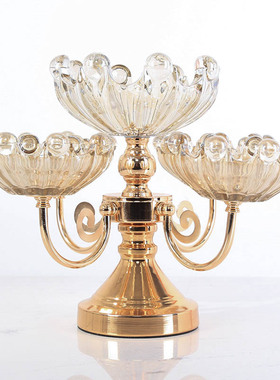 轻奢水晶玻璃水果盘现代创意客厅茶几多层玻璃果盘餐桌零食干果盘