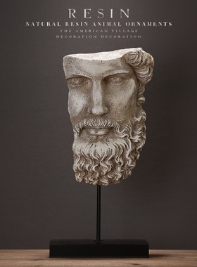 美式乡村树脂桌面摆件 客厅书房艺术做旧半脸白头家居摆饰装饰品