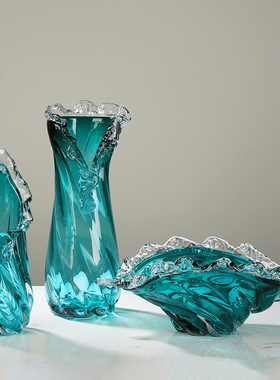 轻奢蓝色粉色浪花花瓶水果盘