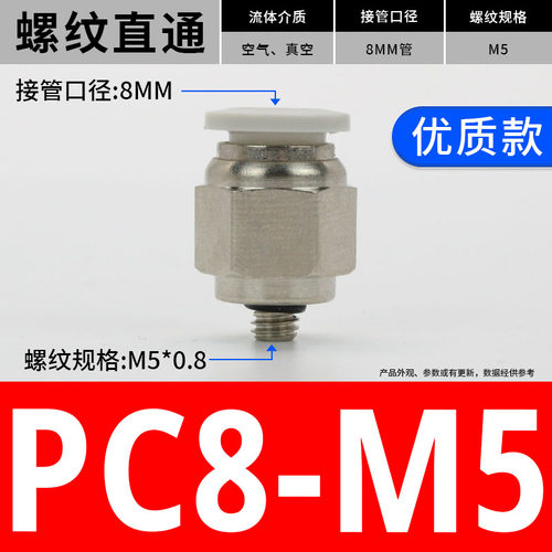 气动快插PC8-02气管接头PC10-03螺纹直通PC6-01快速M5接头PC12-04