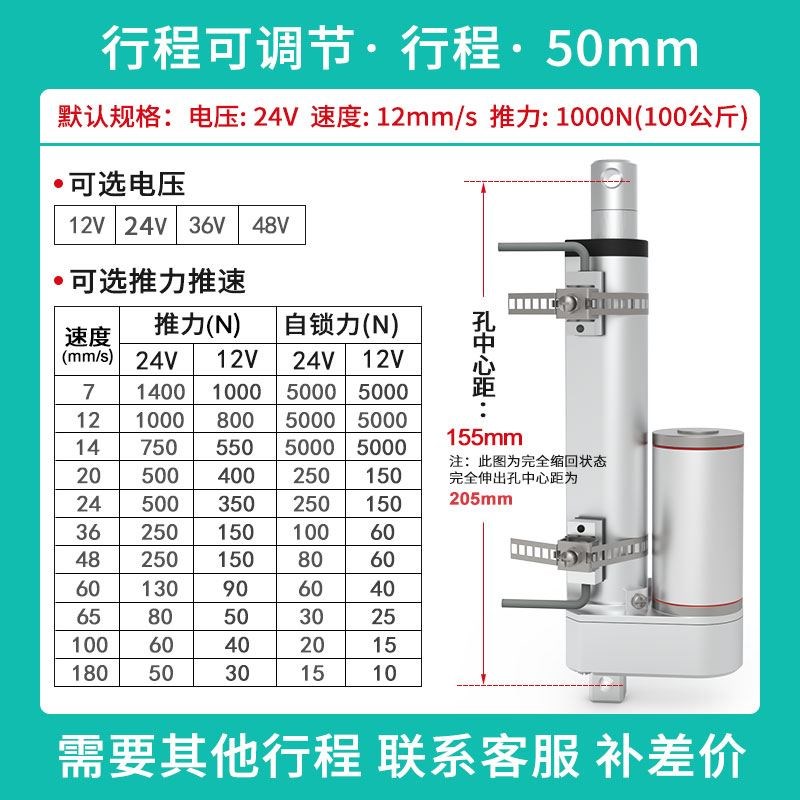 电动推杆电机自动伸缩杆往复直流24v小型12v工业大推力支撑升降器