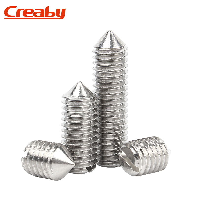尖端紧定机米螺丝304不锈钢一字尖头止付螺钉无头基米顶丝M2-M10