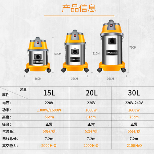 舒蔻洗车美缝专用吸尘器商用大吸力装修大功率吸尘机工业干湿两用