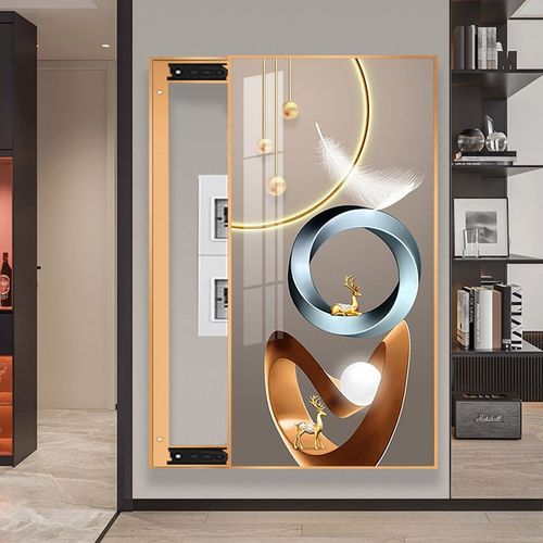 现代简约玄关装饰画竖版走廊过道挂画客厅背景墙电表箱画遮挡壁画