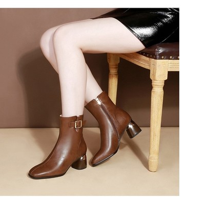 for Botas Winter Shoes Women Boots Boot high heels Leather