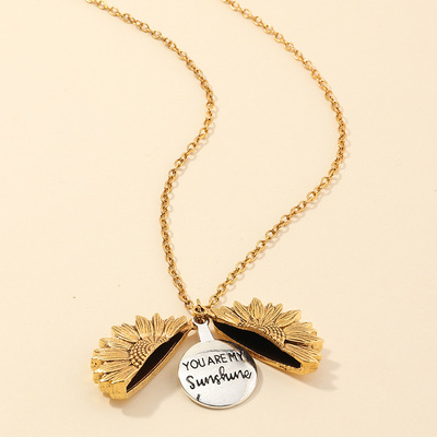 Sunflower pendant floral necklace girl accessories向日葵项链