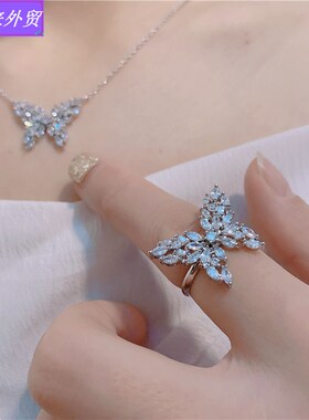 Fashionable butterfly earrings Clavicle chain girl necklace