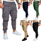 Joggers Mens Pants Khaki track Trousers Sweatpants Elastic