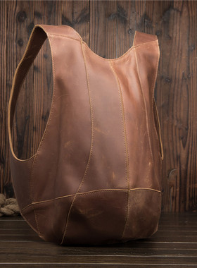 Man Woman Backpack Genuine Leather Shoulder Anti-theft