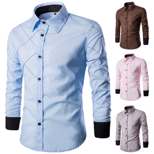 男衬衫men long sleeve cotton causal shirt mens dress shirts