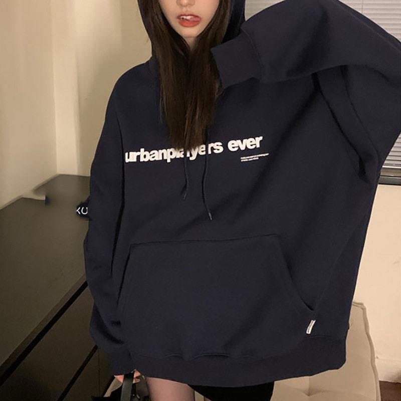 简遇luck品质女装加绒连帽卫衣女秋冬宽松韩版新款女士学生上衣女