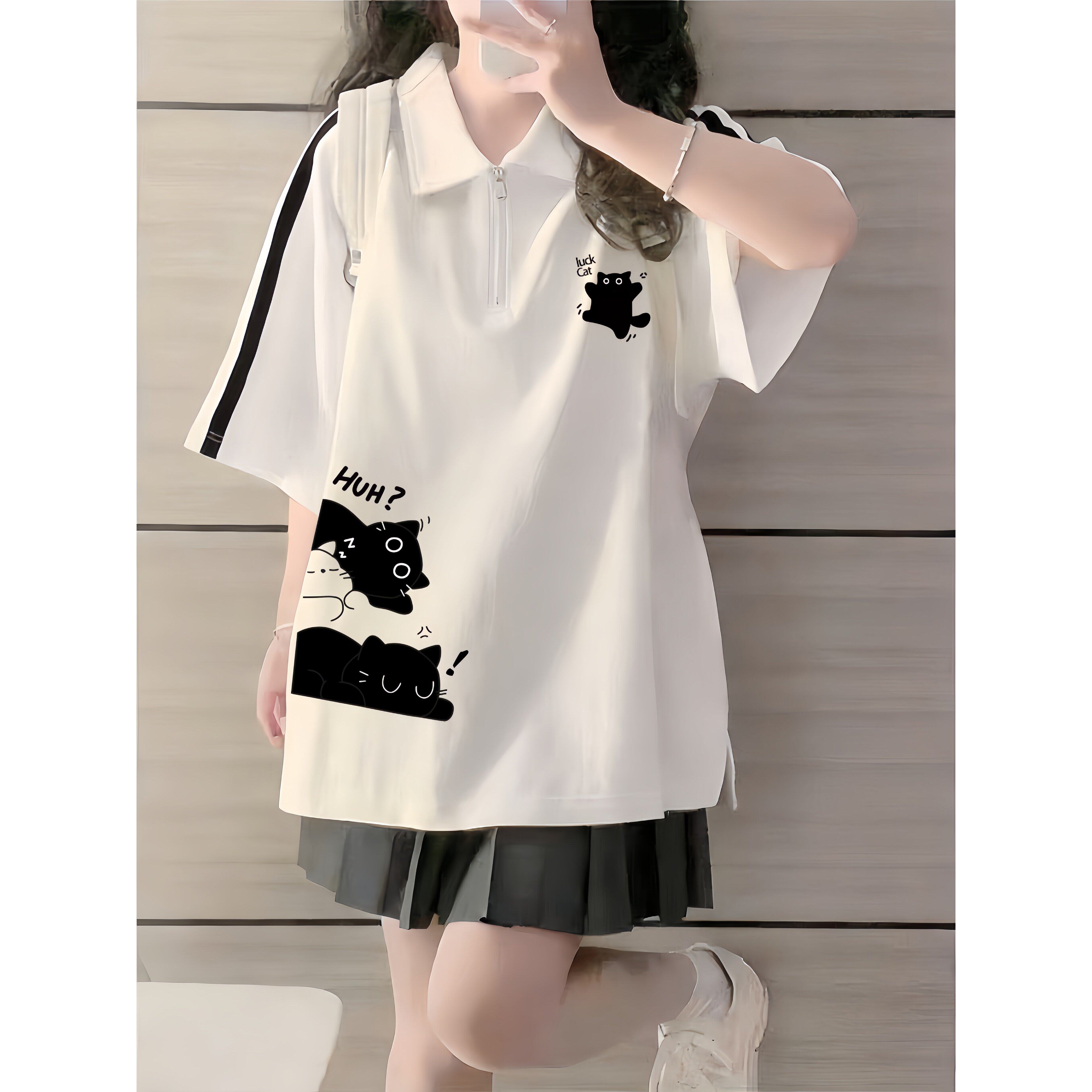 学院风polo衫短袖t恤女大
