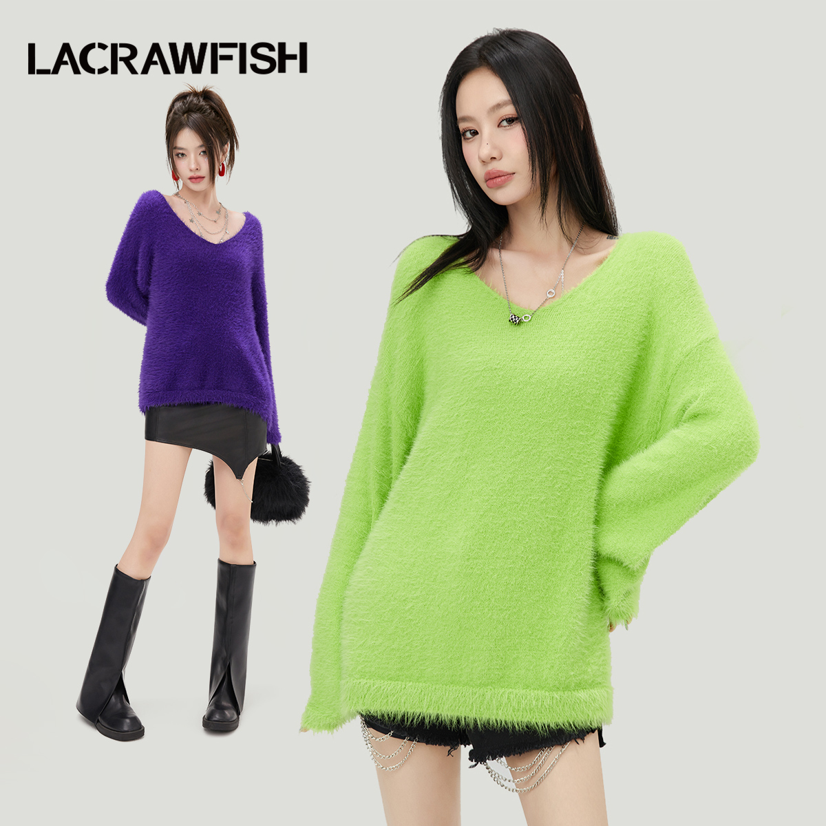 LACRAWFISH宽松马海毛毛衣