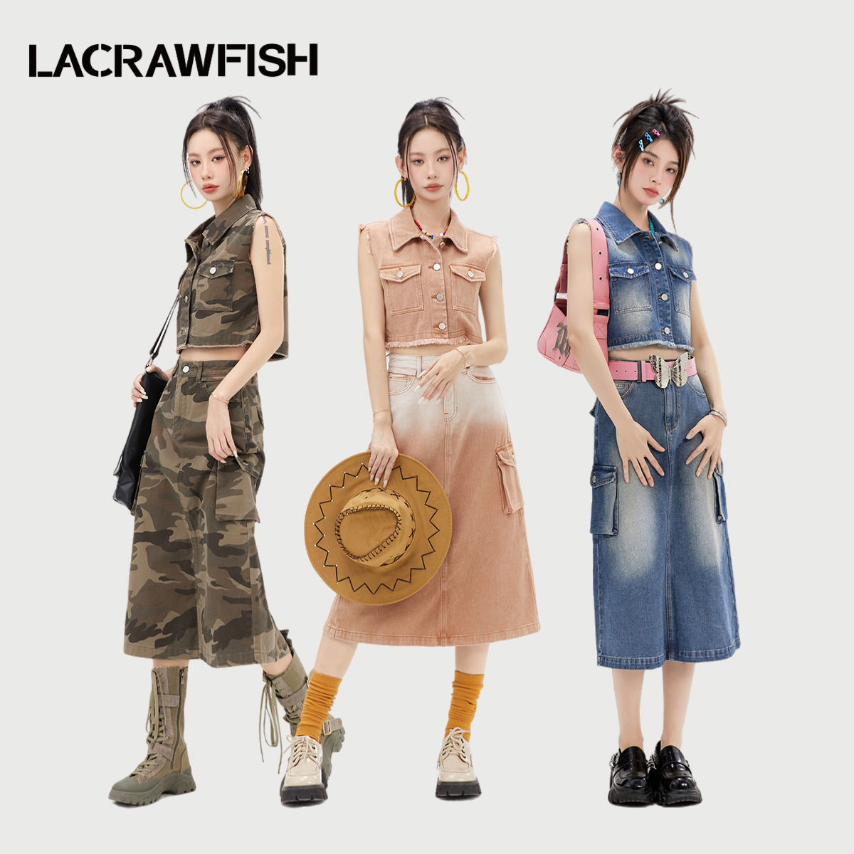 LACRAWFISH工装牛仔半身裙