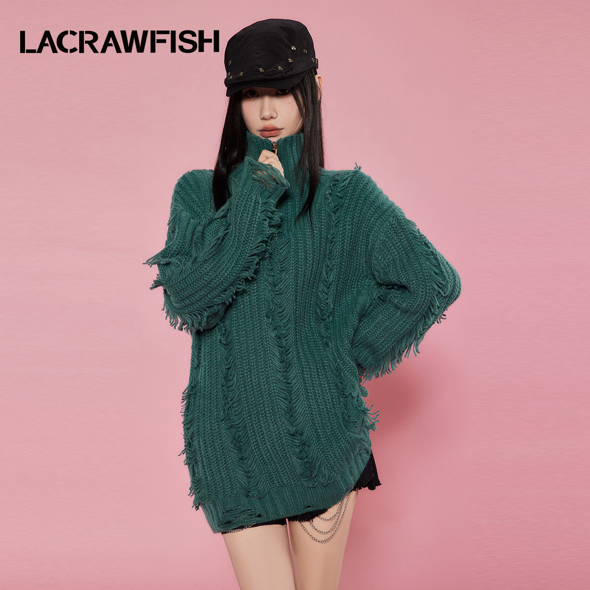 LACRAWFISH毛毛流苏宽松毛衣