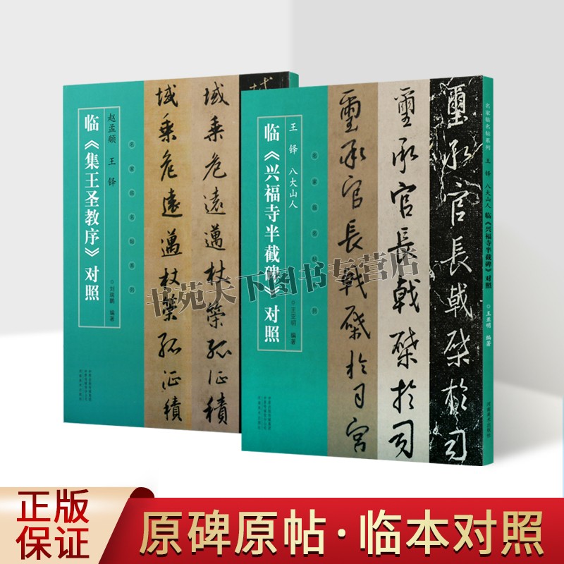 赵孟頫王铎临集王圣教序对照/王铎八大山人临兴福寺半墙截碑对照套装2册中国历代古代行书法帖临摹经典临本名家临名帖系列河南美术