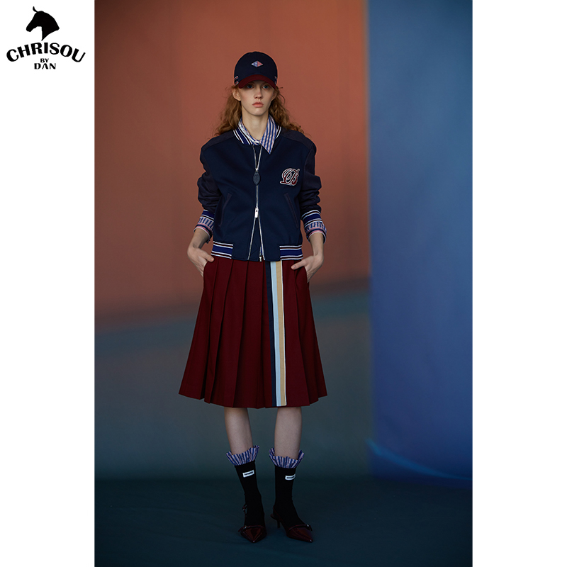 字母刺绣棒球服外套女