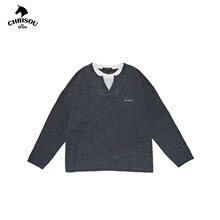 chrisoubydan欧阳丹2025秋冬新款刺绣logo假两件长袖羊毛针织衫