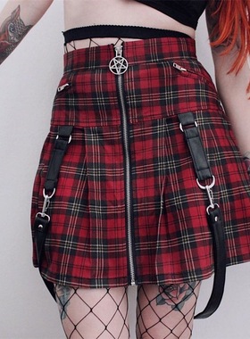 Women's spring and summer hipsters wild skirt个性拉链半