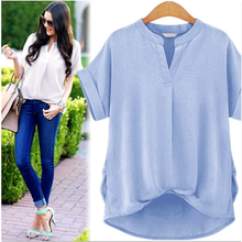 2019Women Casual Blouse T-Shirts Chiffon Tops Plus Size女上