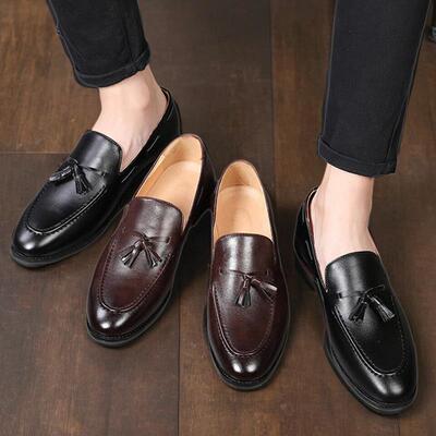 47 48 British Korean Style Men Casual Shoes Leather Loafers