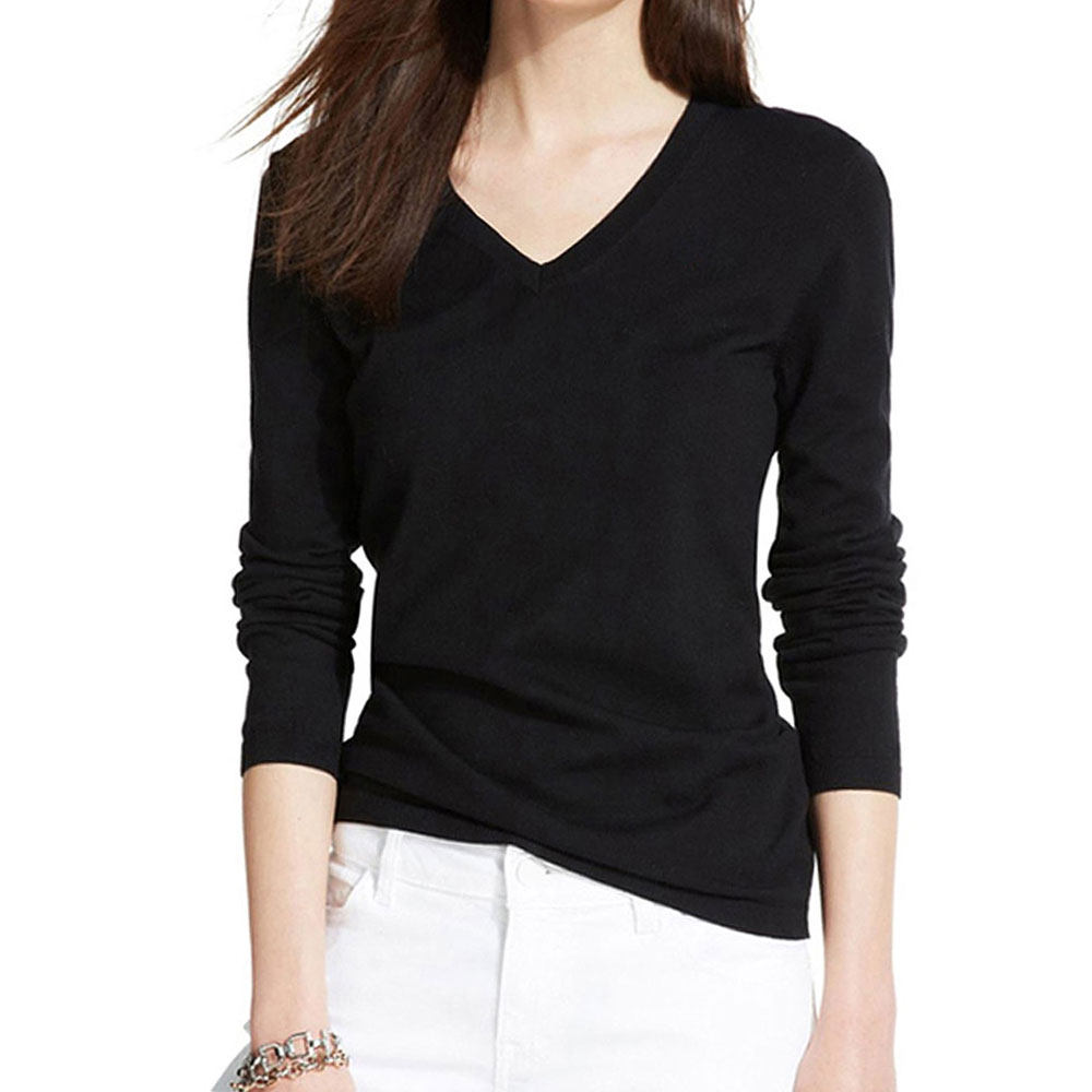 Long sleeve Basic Shirt Women Cotton Tee shirts 纯色女士T恤图片