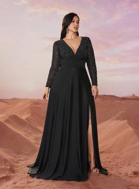 Plus size Shiny Long Gown Evening Dress 大尺码婚礼生日晚礼服