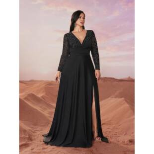 Plus size Shiny Long Gown Evening Dress 大尺码婚礼生日晚礼服