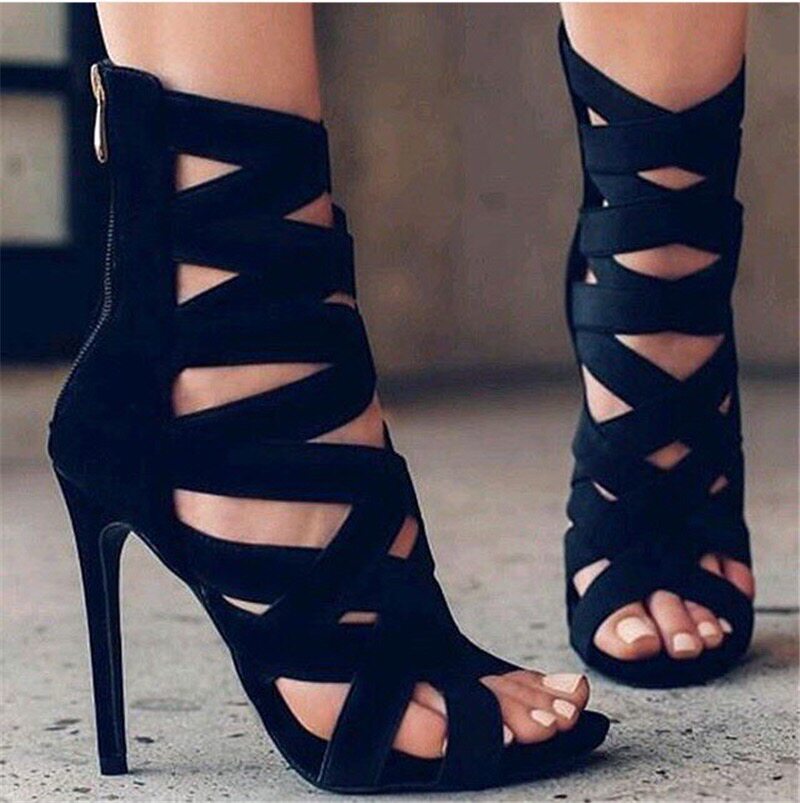 2018女镂空细跟高跟凉鞋босоножки heel-strap sandals