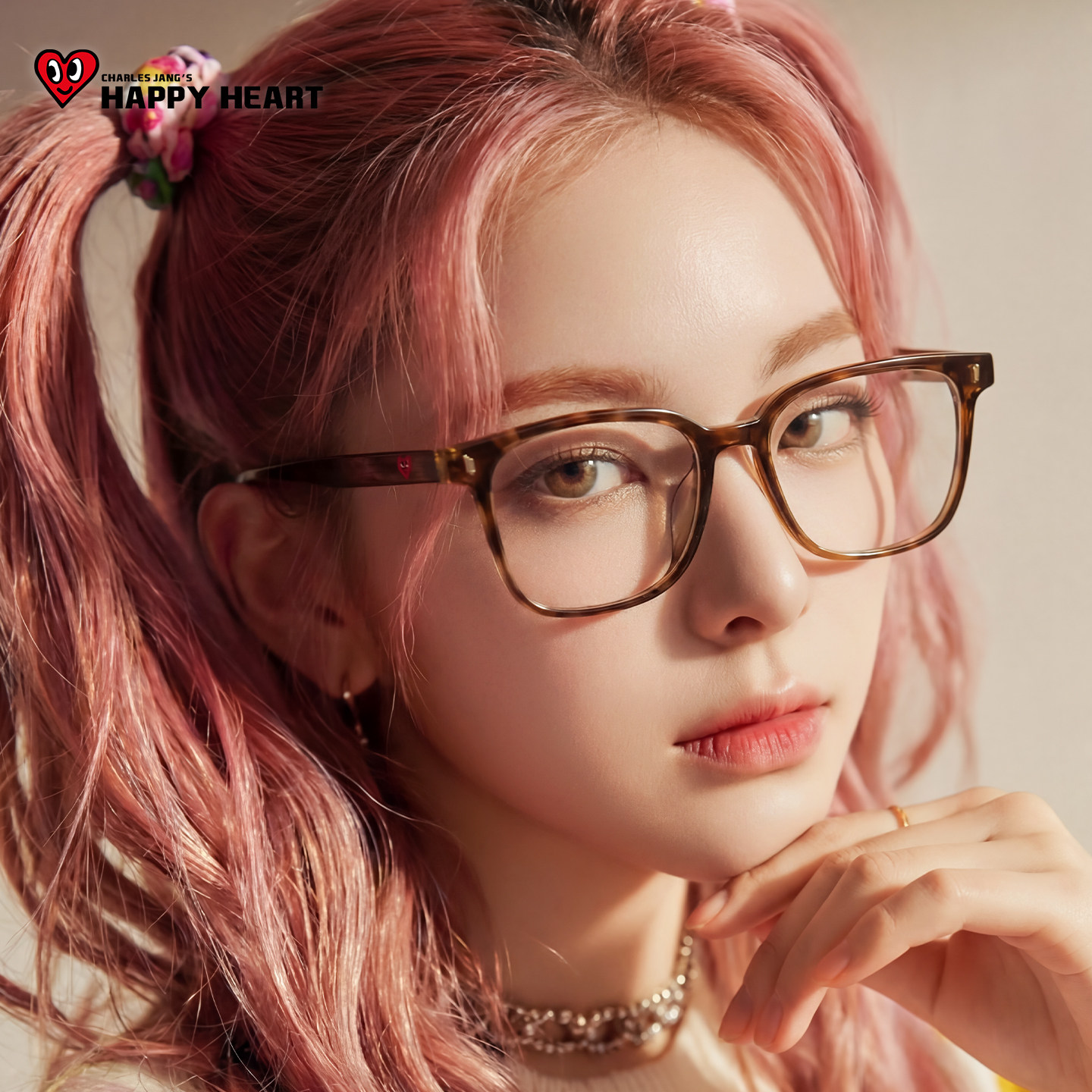 查尔斯桃心玳瑁色方框近视眼镜架女复古超强镜框文艺范韩版显脸小