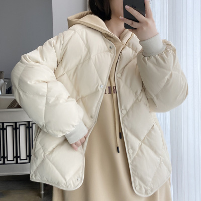 平湖羽绒服女高级感菱格纹短款轻薄女嘉兴冬季日韩风鸭绒