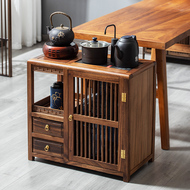 Tủ trà quả óc chó Bàn trà Kung Fu Tủ trà Trung Quốc ấm đun nước tích hợp xô dưới máy pha trà tủ trà bàn trà tròn mặt đá