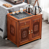 Gỗ hồng sắc di động bàn trà gỗ chắc chắn tủ trà ấm đun nước tích hợp bàn trà nhỏ nhà phòng khách Trung Quốc mới tủ trà bên bàn trà tròn