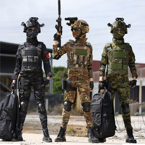 儿童迷彩服套装男女童军训服特种兵装备夏令营户外长袖夏季表演服