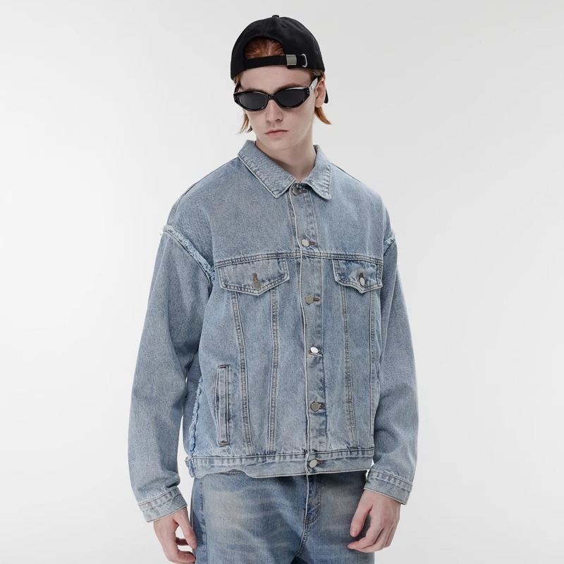 新因素秋冬季美式浅蓝牛仔外套潮