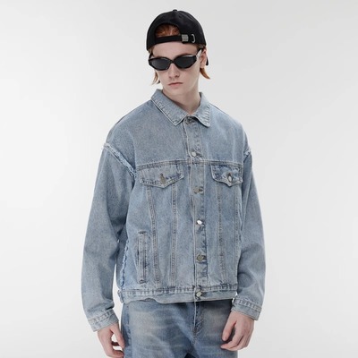 新因素秋冬季美式浅蓝牛仔外套潮