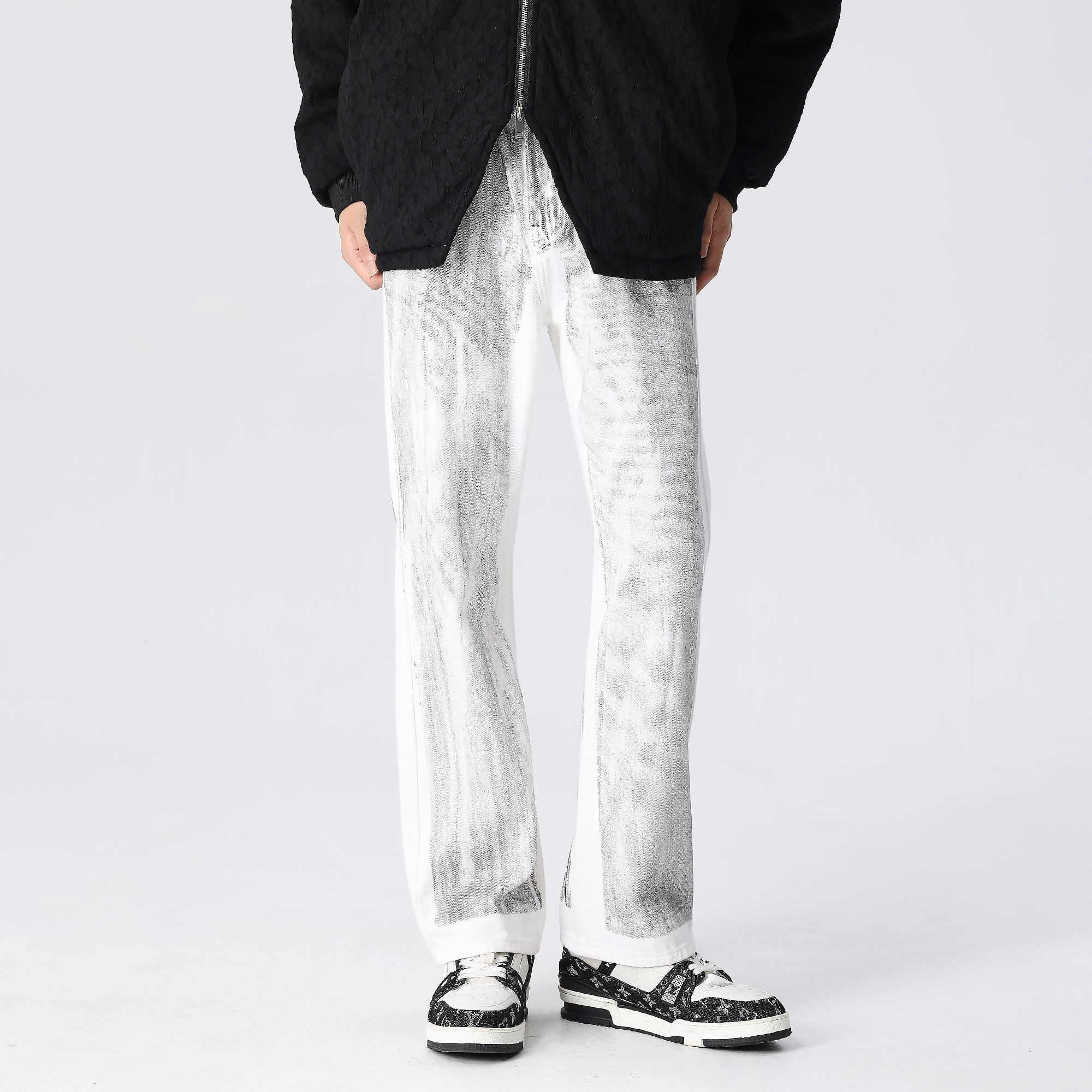 新因素夏季薄款设计脏感牛仔裤潮