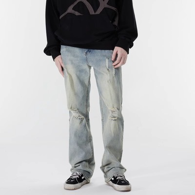 新因素美式高街宽松破洞牛仔裤