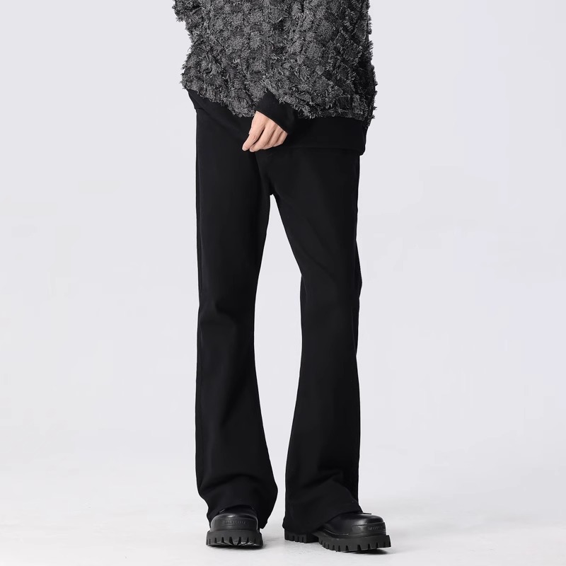 新因素黑色cleanfit微喇牛仔裤潮