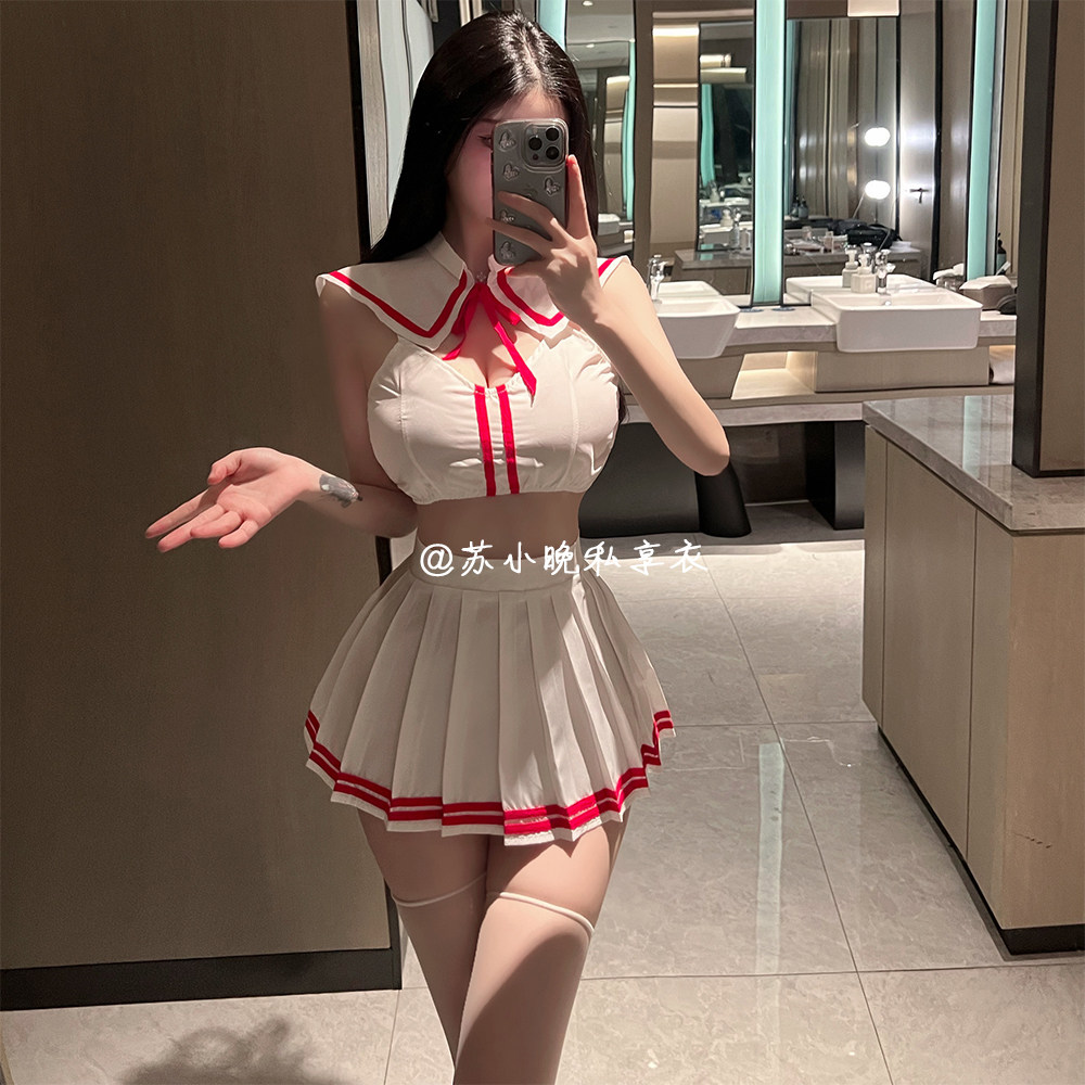 苏小晚 我会很乖的~性感jk制服纯欲暴露校服风百褶裙免脱套装女