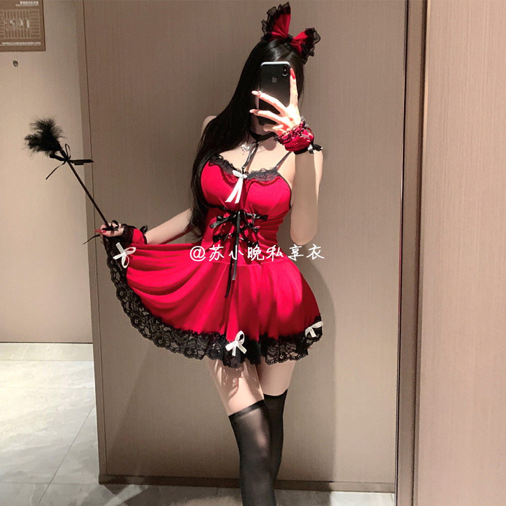苏小晚 情趣内衣甜美吊带小女佣制服诱惑性感露背夫妻调情睡衣裙