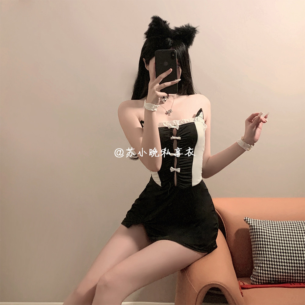 苏小晚 少女的懵懂~纯欲女仆甜宠猫女郎性感套装诱惑开档免脱睡裙