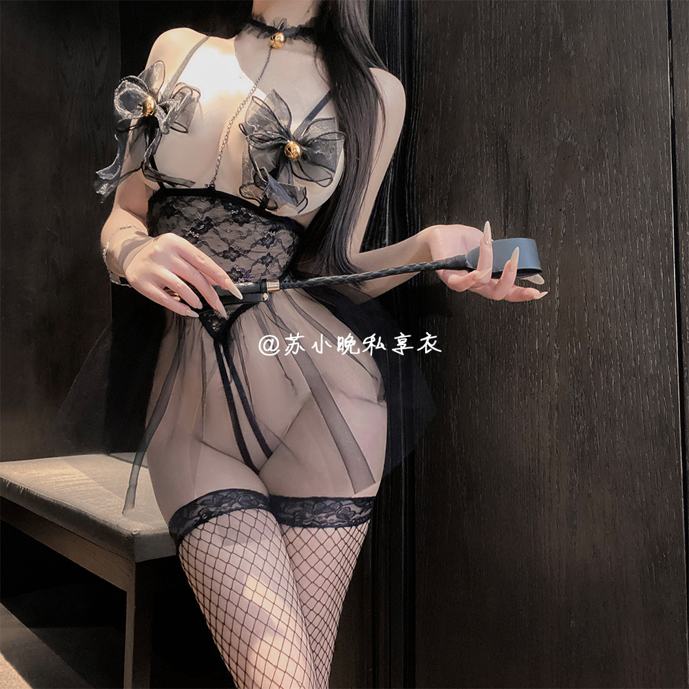 苏小晚 情趣内衣性感猫女郎柔纱裙制服纯欲蕾丝诱惑吊带裙睡衣裙