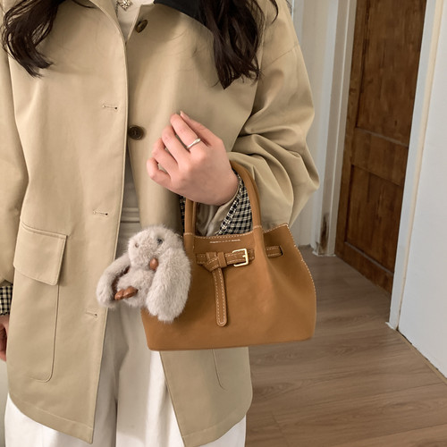 韩国复古菜篮子水桶包包女