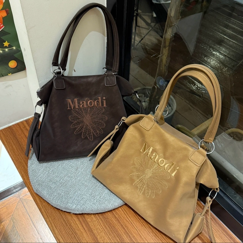 韩系小众复古刺绣花朵托特包包女