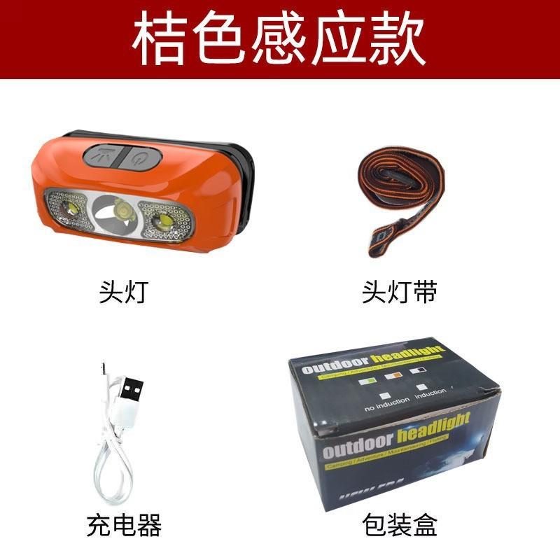 新款LED头灯挥手感应头灯USB充电头戴式夜跑步钓鱼迷你头灯