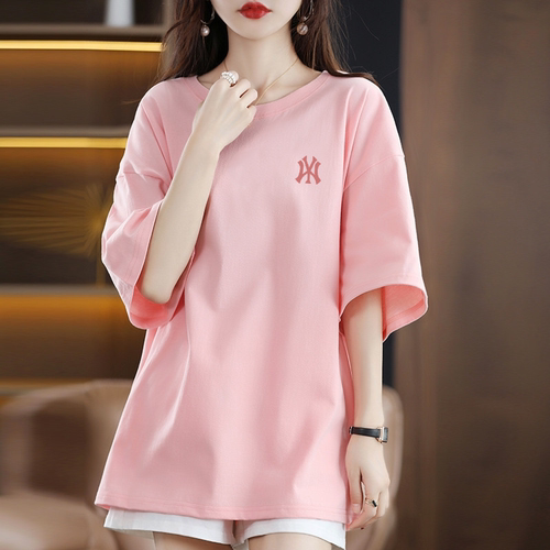 【一折专区】奥特莱斯正品100％纯棉夏季大码宽松遮屁股T恤女短袖